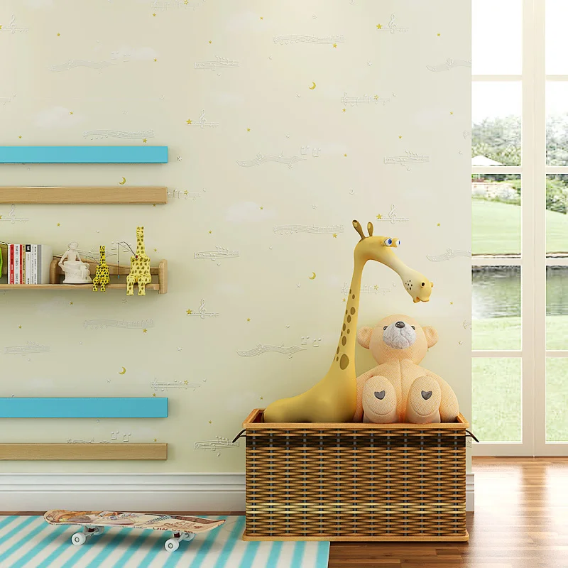 Рулон детских обоев для дома и музыки бумажные нетканые обои синего бежевого