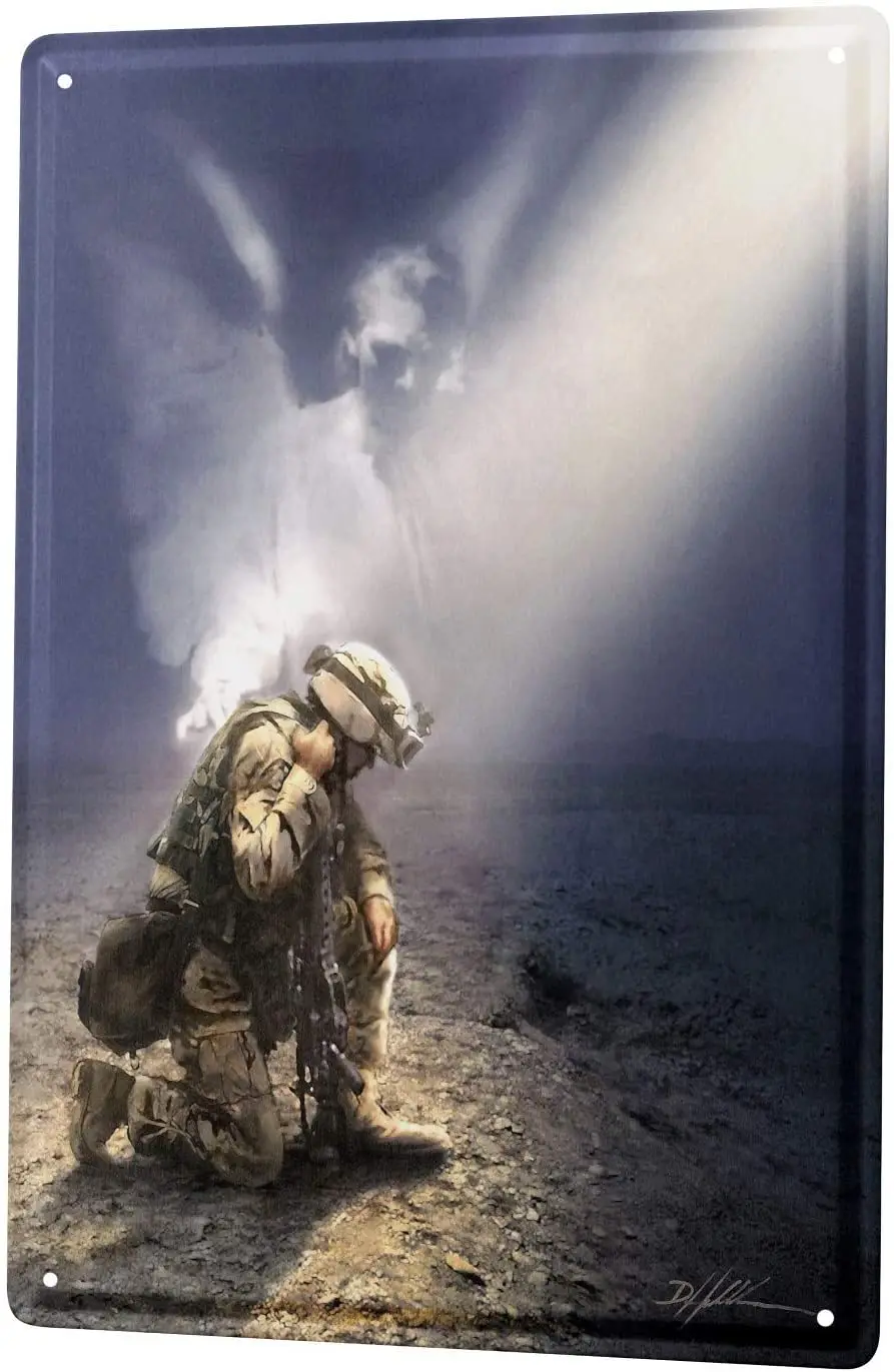 

Солдат Ангел помощь постер Забавный знак Оловянное искусство фотообои алюминий ретро металлические жестяные знаки 20x30 см