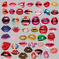 leopard print lips patches for clothes heat transfer thermal stickers diy washable t shirts iron on transfer girls lips patches