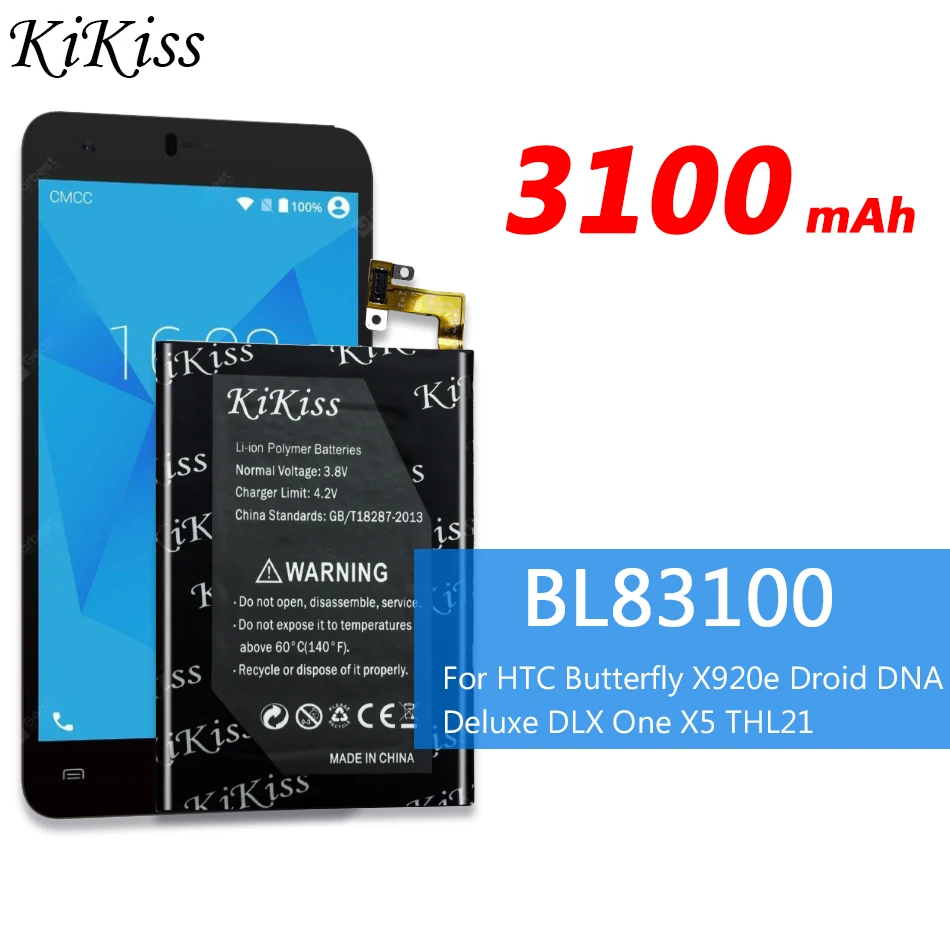 3100 мАч большой аккумулятор BL83100 для HTC Butterfly X920e Droid DNA Deluxe DLX One X5 THL21 бесплатный