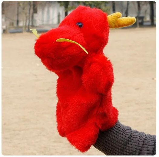 Hand Puppet Моделирование животных Медведь Панда Свинья собака ручной кукольный плюшевый ручной Мопс ручной поп куклы Обучающие Развивающие игрушки марионеты - Цвет: Hand Puppet