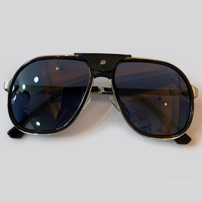 2021 Ladies Retro Square Sunglasses Women Men Vintage Metal Frame Sunglasses With Leather UV400