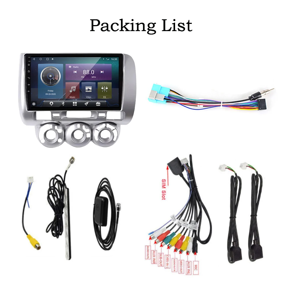 

QNavi 2Din Android 10.0 WIFI 4G Car Radio GPS Navi For Honda Jazz Fit 2004 2007 Right Hand Drive Mirror Link 1280*720P Blu-ray
