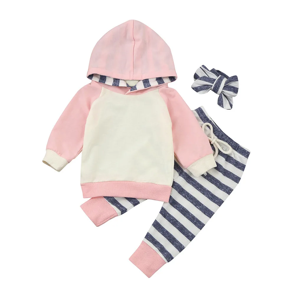 #4 Infant Clothing 3pcs Toddler Baby Boy Girl Clothes Set Hoodie Tops+pants+headband Outfits Warm Winter Clothes Set Kid Suits