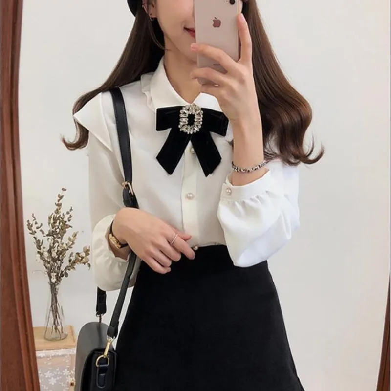 Новинка весны 2019 женская Свободная рубашка с лацканами Офисная отложным