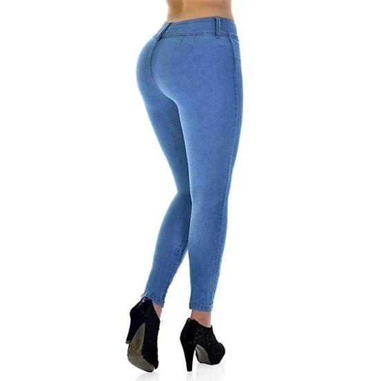 

WEPBEL Women Sexy Leggings Stretch Skinny Leg Pants Solid Color Butt Lifting Jeans Slim Fit Pencil Pants Denim Pants Plus Size