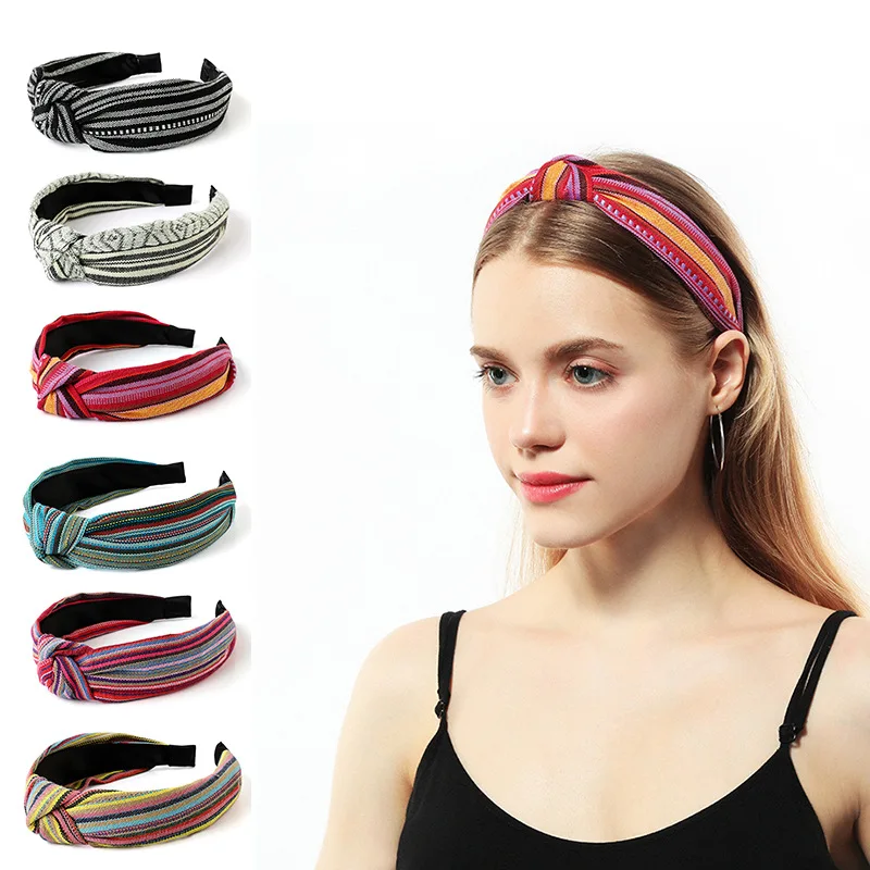 

Headbands For Women Girls Korean Wide Fabric Hair Bands Accessories Fashion Striped Adult Diademas Bandeau Cheveux Wholesale