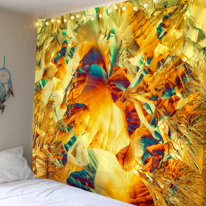 Yellow Psychedelic art Mandala Printed Polyester Tapestry Wall Hanging For Decorate Home Living Room Bedroom Office 6 Sizes | Дом и сад