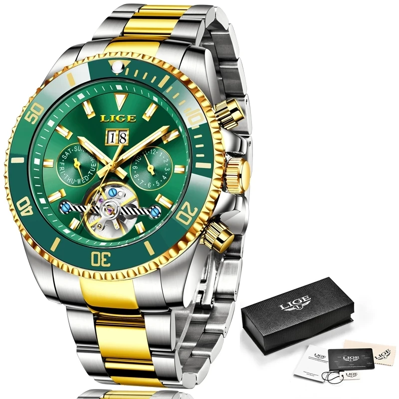 

Men watches 2020 Luxury Tourbillon mechanical Watch Men Top LIGE Brand Casual All Steel Waterproof Clock Date Week Wristwatch