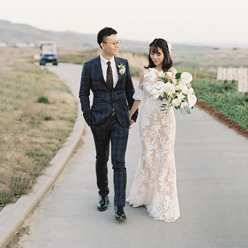 

BAZIIINGAAA Simple Wedding Dress Lace Little Beading Strapless Dress Luxury Wedding Gowns Bridal Can Be Washed Bride Dresses