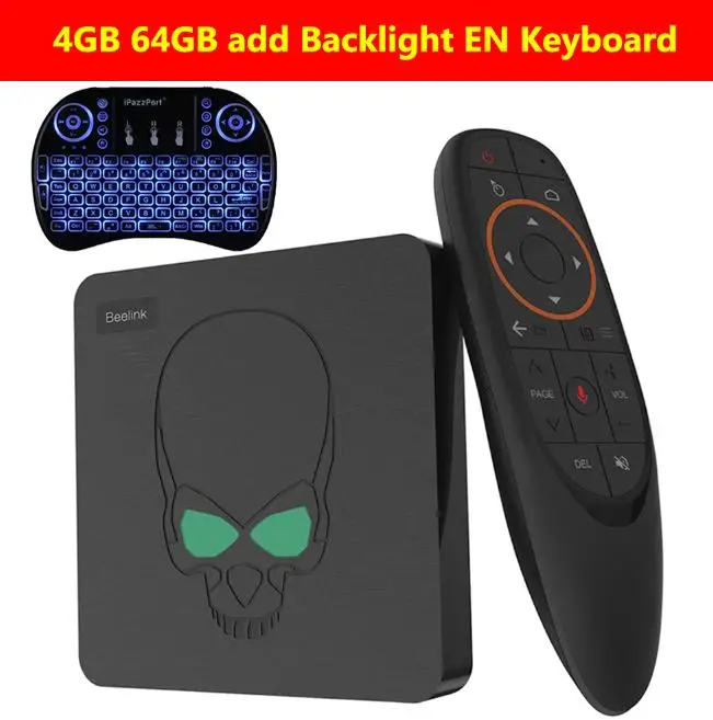 4GB 64GB with EN Beelink GT-King Android 9,0 tv Box Amlogic S922X 4 Гб LPDDR4 64 Гб rom 2,4G+ 5,8G WiFi BT 4,1 4K 2,4G голосовой пульт дистанционного управления - Цвет: 4GB 64GB with EN