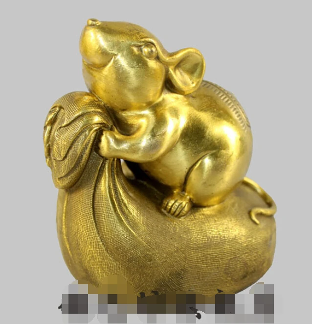 6 &quotКитайский Фэншуй Бронзовый Зодиак животных мышь золотой мешок счастливый