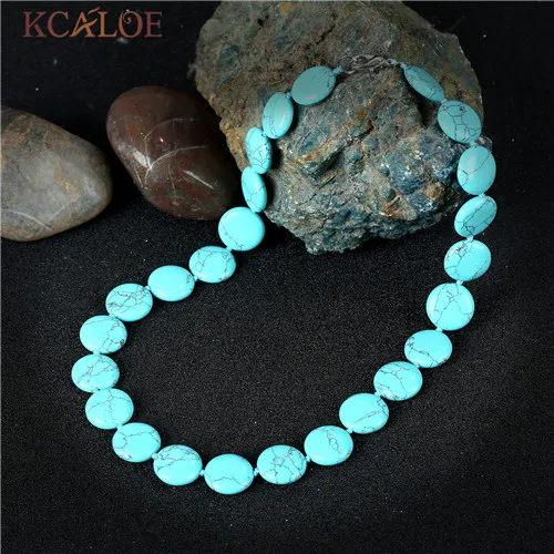 Turquoise KCALOE Круглый Розовый Кристалл Кварца Ожерелье с Камнями Аксессуары Модные Украшения На Шею Бусы Из Натурального Камня - Окраска металла: Turquoise