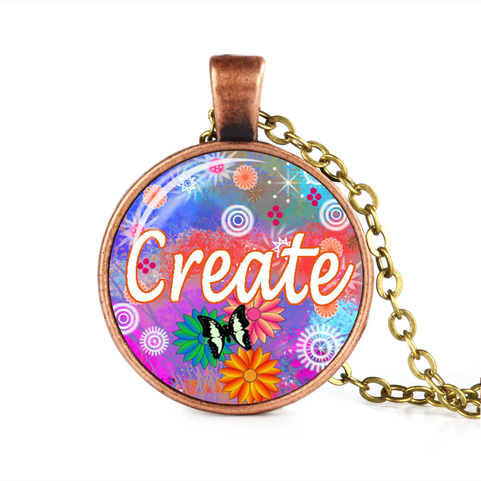 Новое модное ожерелье Hope Peace античное Латунное Очаровательное со стеклянной