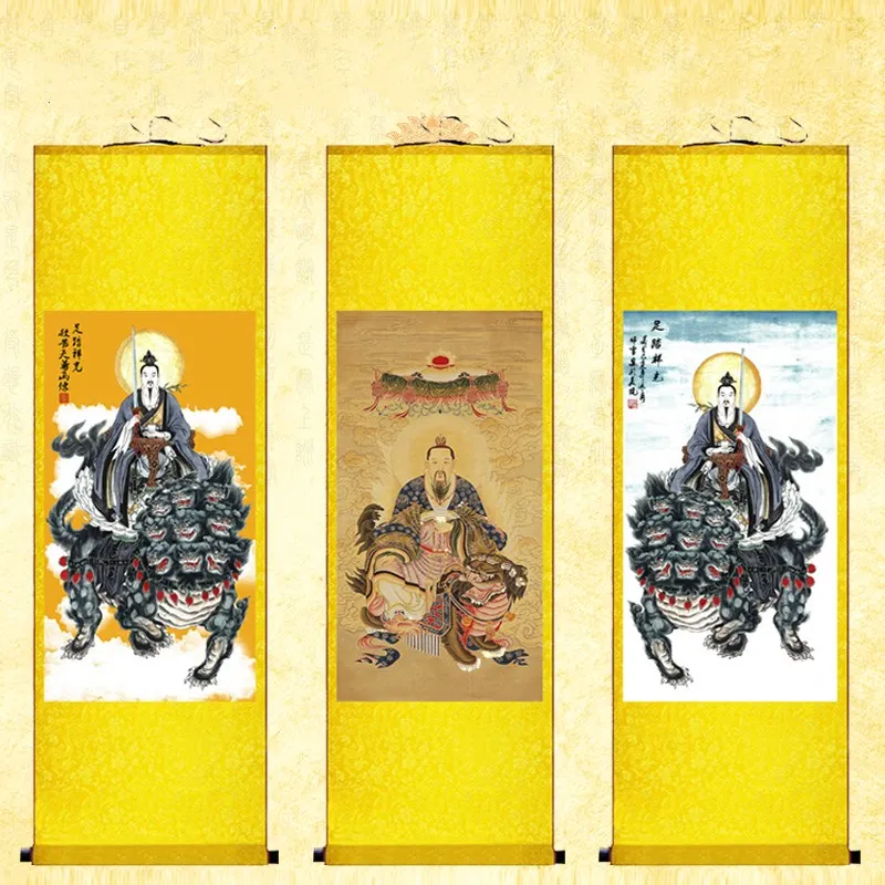 

(customized) Taiyi saves the bitter heaven, Taoist deity portrait of Qinghua emperor, silk scroll decoration painting