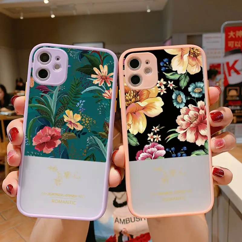 

Summer Flowers Pineapple Phone Case For iPhone 13 12 11 Mini Pro XR XS Max 7 8 Plus X Matte transparent Pink Back Cover