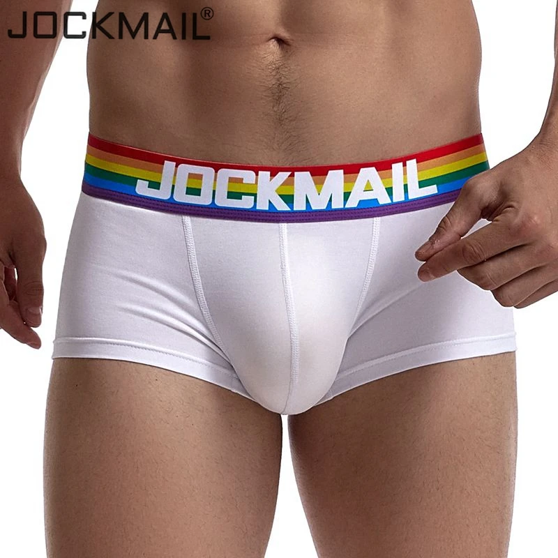 

jockmail Sexy underwear men boxer Rainbow Stripe boxershorts men Low-Rise Breathable underpants Pouch gay underwear hot pants
