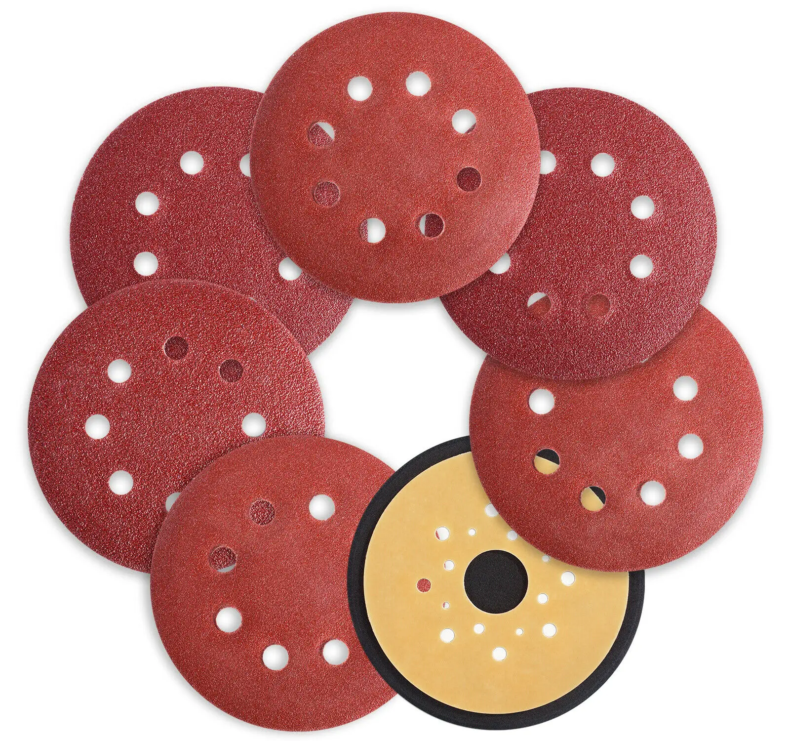 70PCS 5 Inch Hook and Loop Sanding Discs with Sander Pad Fits to Black & Decker