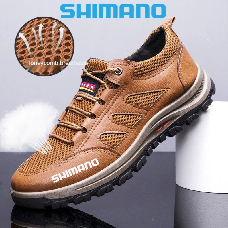 

2021 Shimano Outdoor Trekking Fishing Shoes Men Waterproof Hiking Shoes Mountain Boots Leather Woodland Hunting Tactical Shoes