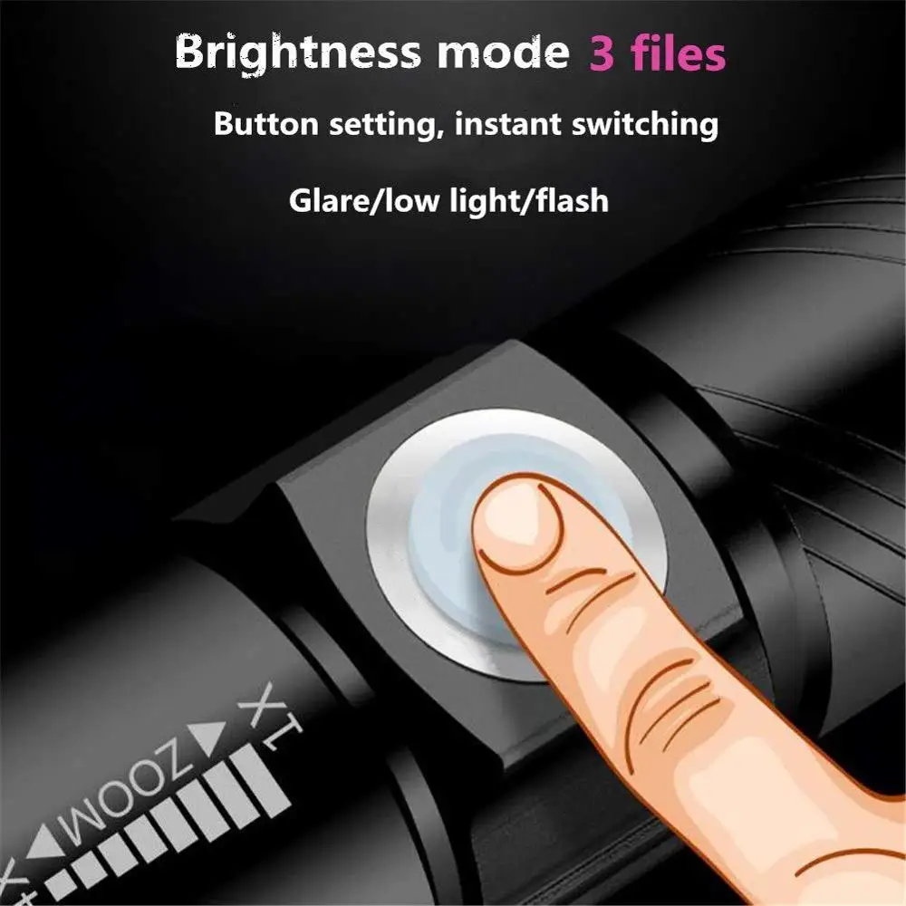 

LED Flashlight 3 Modes Torch USB Charging Inside Battery Handheld Waterproof Zoomable Mini Bicycle Light Camping Hiking Running