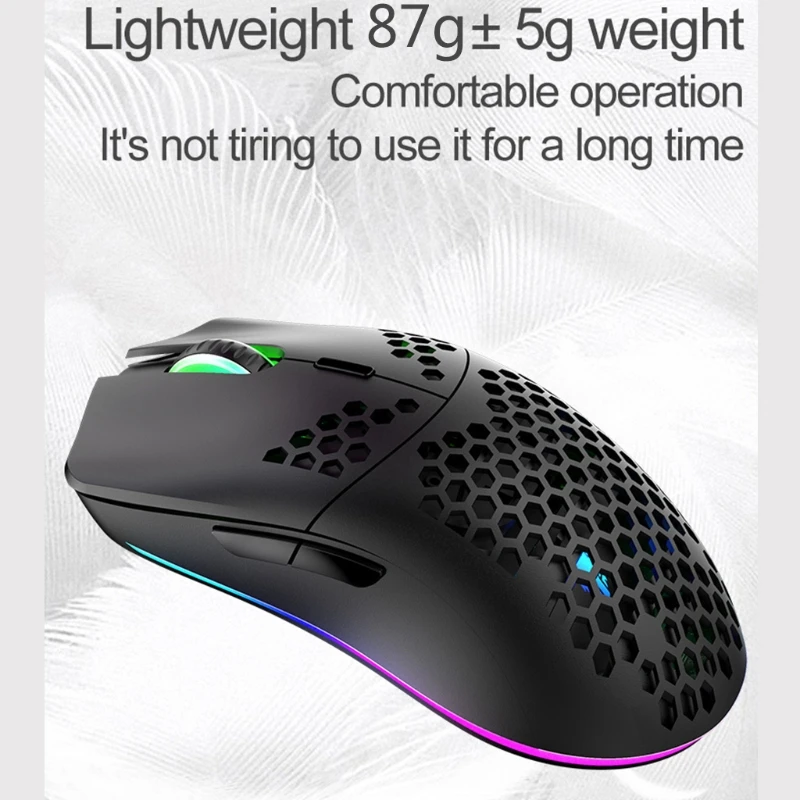 

XYH80 Hollow-out Honeycomb 2.4G Wireless Gaming Mouse 4 Gear 3200 DPI RGB Light