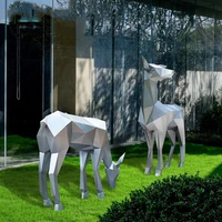 garden landscape outdoor stainless steel geometric deer large floor metal sculpture decoration creative a%e3%80%81abstract