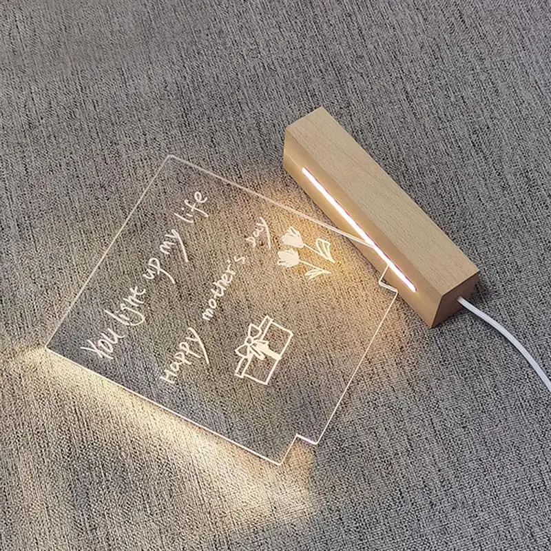 

Desktop Luminous Memo Note Board Plug-in LED Lamp Base DIY Graffiti Acrylic Message Night Light