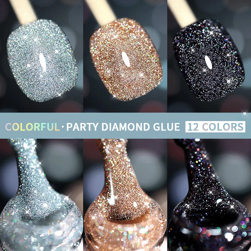 

Professional Exploding Diamond Glue Nail Polish UV LED Art Gel Polish Varnish Soak Off Bright Fine Glitter Nail Art TSLM1