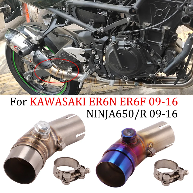 Slip on For KAWASAKI ER6N ER-6N ER6F 09-16 NINJA650/R 09-16 Motorcycle Exhaust Muffler Escape Connecting Middle Link Pipe