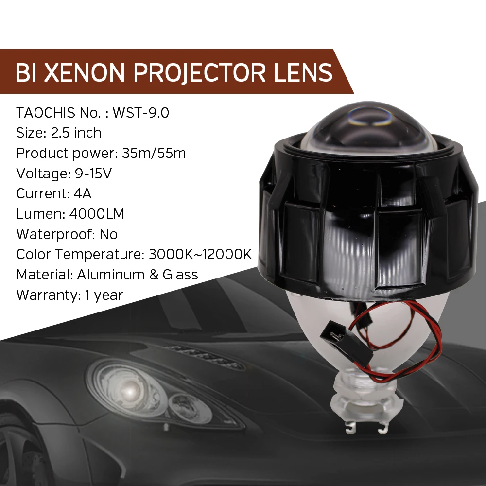 TAOCHIS 2 5 мини H1 линзы проектора Bi Xenon Маска Крышка черный Цвет хром WST объектив с