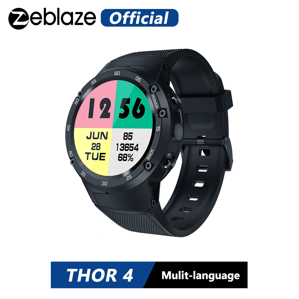 Zeblaze Thor 4 флагман г LTE gps умные часы Android 7,0 MTK6737 ядра 1 Гб+ 16 5.0MP 580 мАч г/3g/2 данных вызова часы для мужчин
