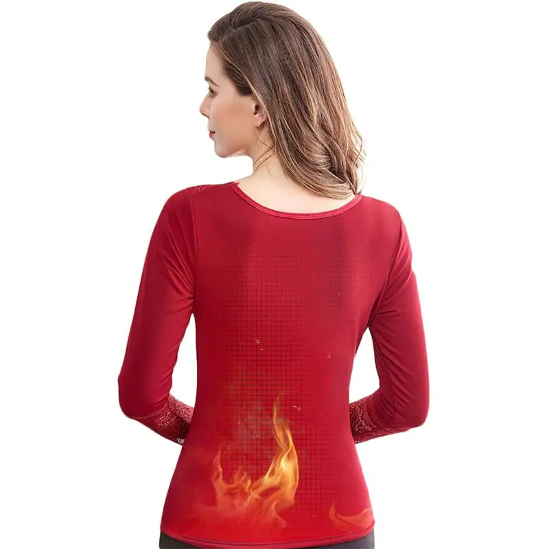 Женское термобелье осень зима 2020 плотное теплое женское кружевное с v образным