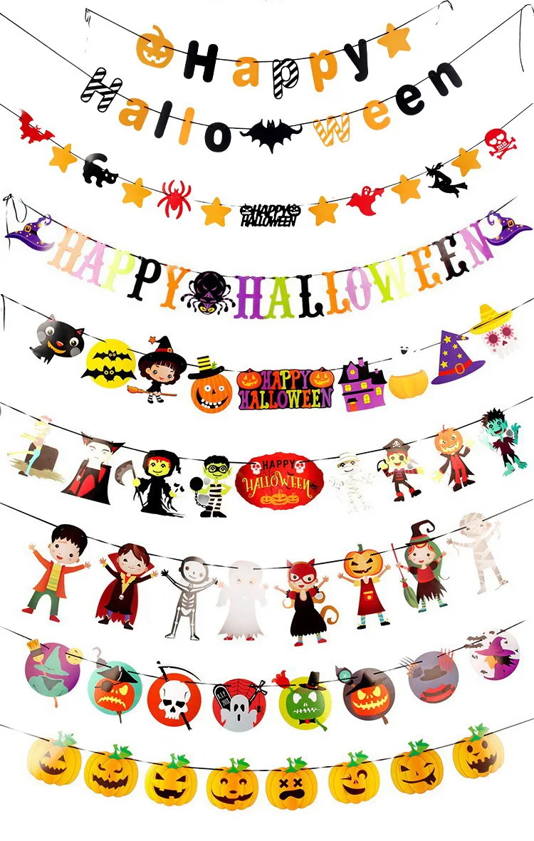 Тыква Лицо Баннер Дом с привидениями висячая гирлянда страшные Хэллоуин баннеры