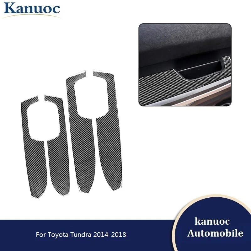

For Toyota Tundra 2014-2018 4Pcs/set Car Door Inner Armrest Carbon Fiber Trim Cover Stickers Decoration Styling Car Accessories