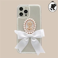 luxury creative personality queen pearl bow silicone for apple iphone 11 12 pro max case mini x xs xr 7 8 plus se2020 cover