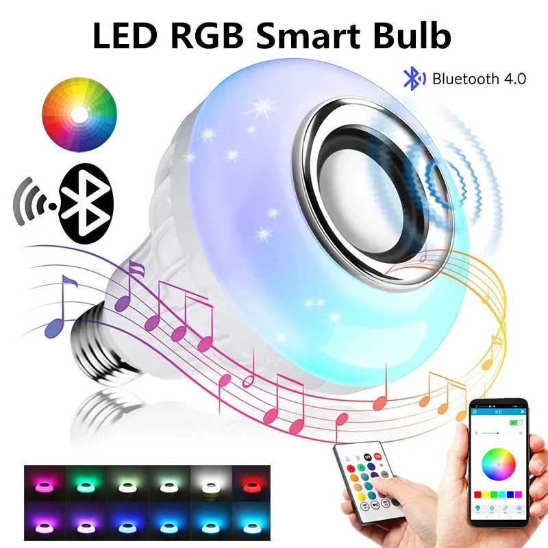 Умная музыкальная RGB-лампа E27 с Bluetooth-динамиком светодиодная лампочка 12 Вт