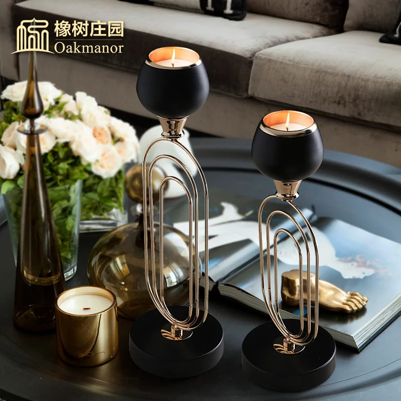 Роскошный подсвечник для гостиной черный геометрический креативный