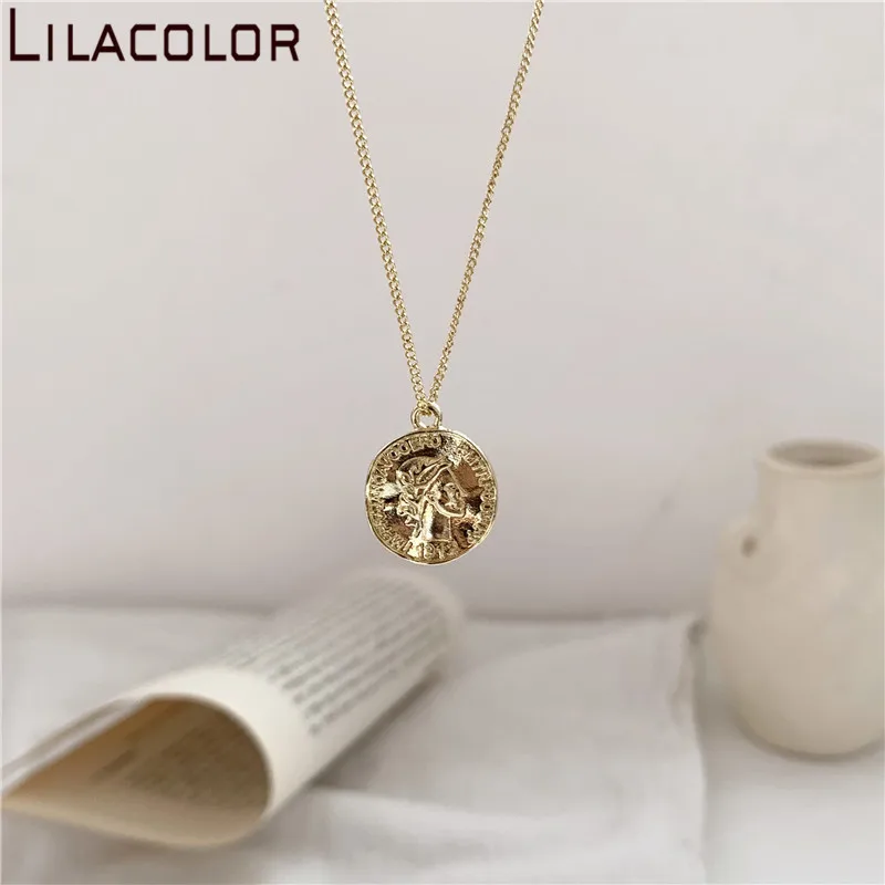 Lilacolor queen монета панк женское ожерелье с кулоном Золотое колье 2019 цепочка для