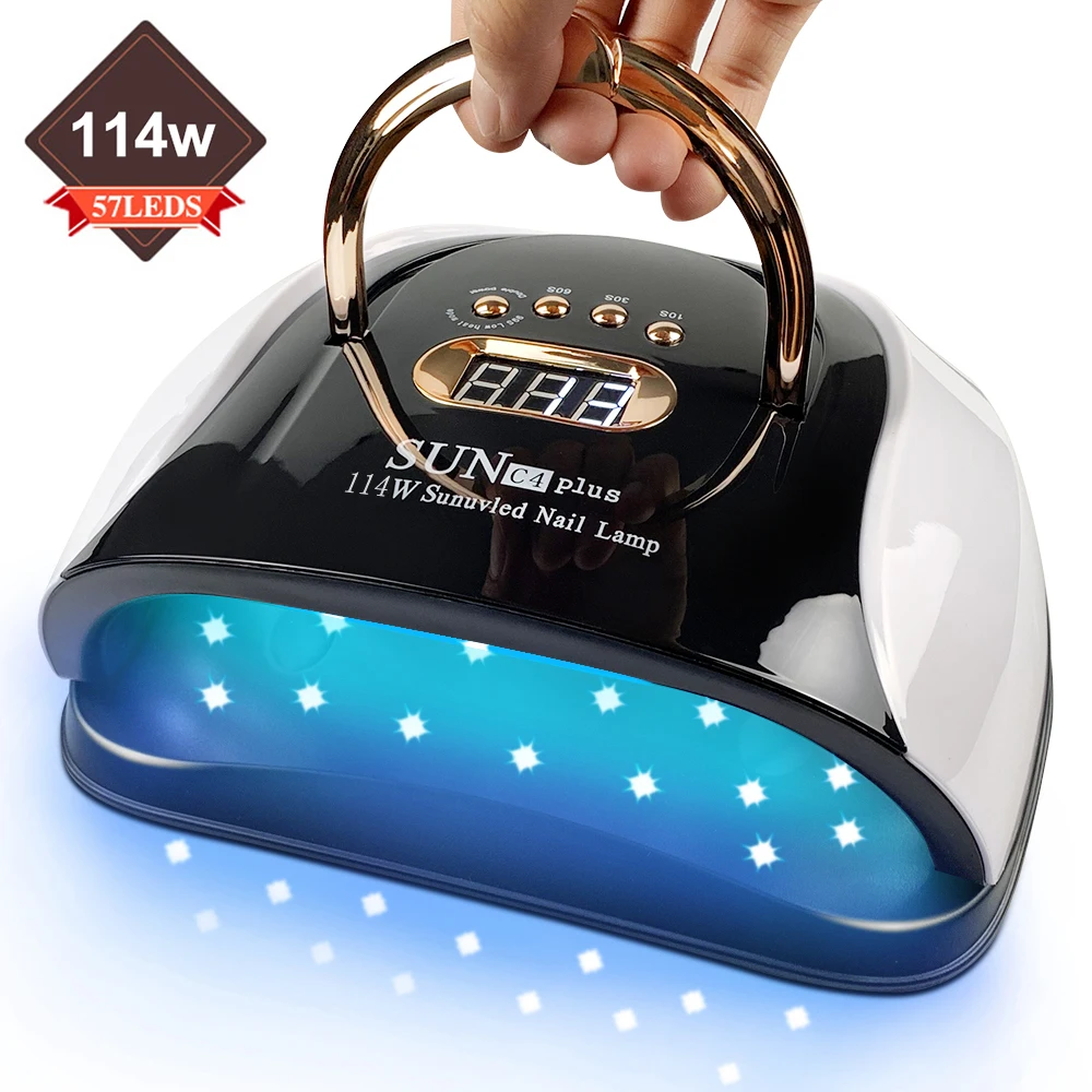 

Lámpara de secado de uñas UV con Sensor automático, 114w, 57 luces LED UV para todos los geles, 4 temporizador, equipo profesion