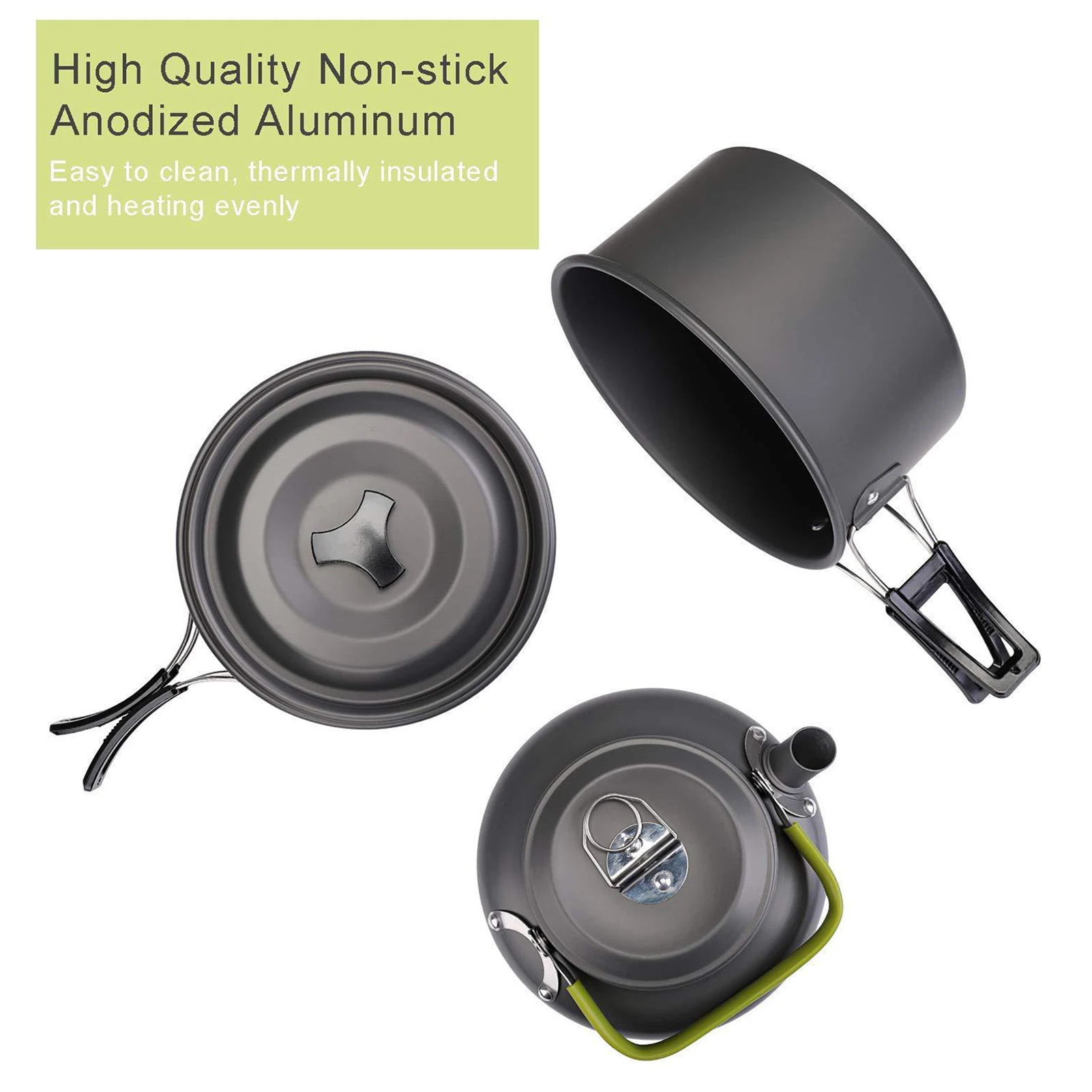 

Portable Camping Pot Set Aluminum Alloy Pot Pan Foldable Stove Stainless Steel Cutlery Outdoor Picnic Hiking Cookware