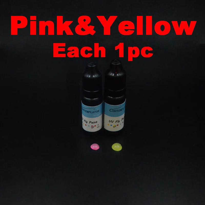 Pink and Yellow 2 бутылки УФ муха краски 2 цвета комбо муха Связывание смолы для рыбалки лечит за секунды средний толстый прозрачный Красочный УФ полимерный клей - Цвет: Pink and Yellow