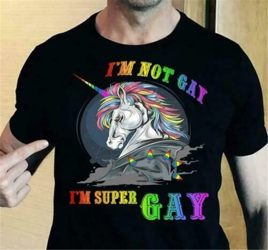 

ЛГБТ я не гей я супер гей Мужская футболка из хлопка женская летняя стильная футболка