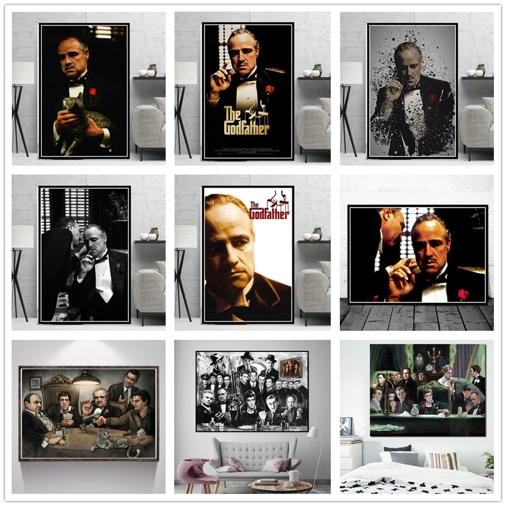 Классический фильм гангстеры Крестный отец Лицо со шрамом художественный постер