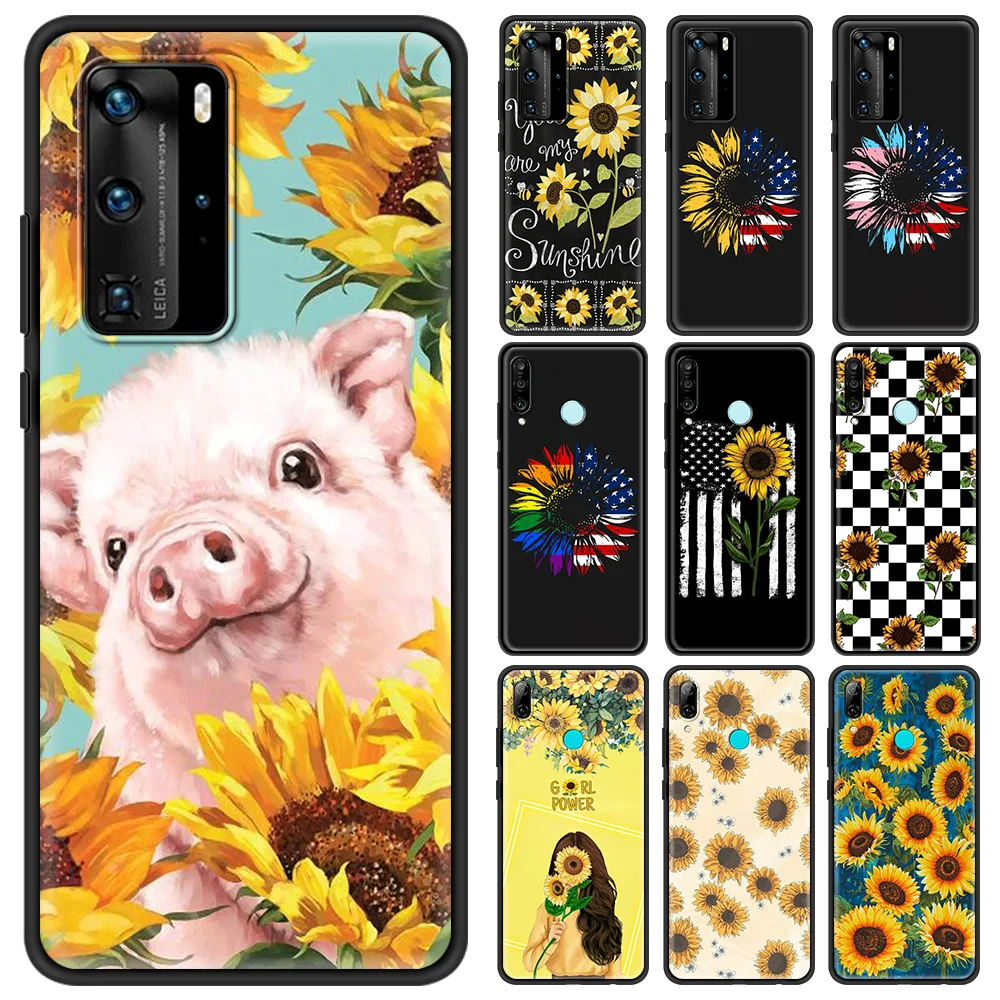 

Sunflower Smartphone Accessories Cover Case for P30 P20 Pro P10 P40 Lite Plus P Smart Z 2021 Luxury Soft Shell
