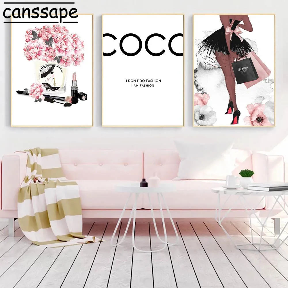 Модный плакат макияж холст живопись помада губы настенный художественный принт