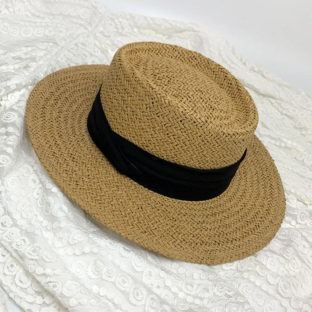 Summer Women Wide Brim Straw Hat Chapeau Paille Lady ribbon Sun Hats Boater Panama Beach Feminino Kentucky Derby Ascot | Аксессуары для