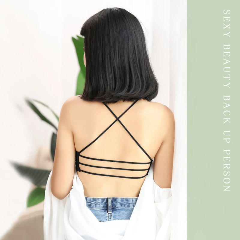 

Бюстгальтер с перекрестными лямками для девушек, топ-труба большого размера, пикантное антибликовое нижнее белье для полных женщин, без ста...