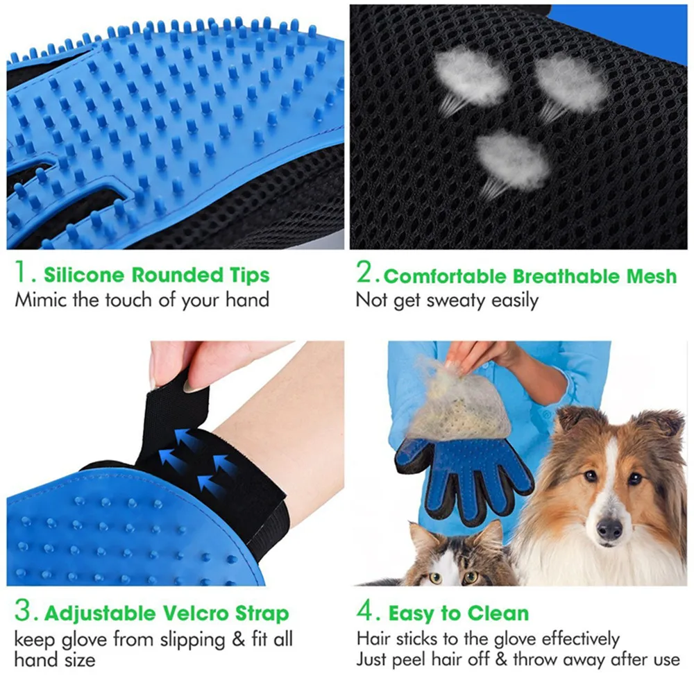 

Cat Grooming Gloves Pet Hair Remover Glove Brush Deshed Cleaner Massage Silicone Glove Cleaning Supplies Carding for Dogs Cats