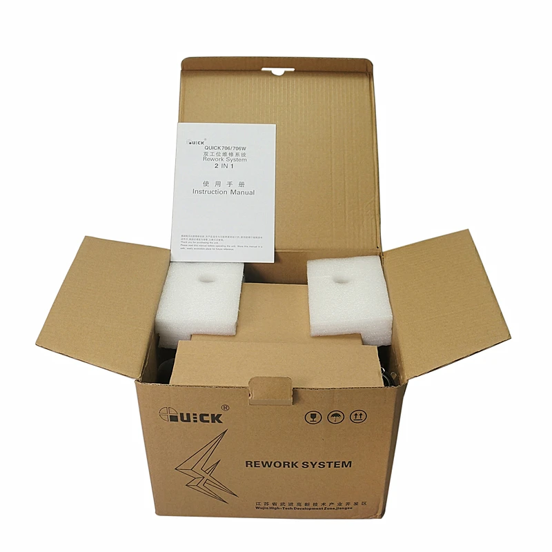 

QUICK-706W+ BGA Rework Station 2 In 1 digital ESD Hot Air Gun Soldering Station SMD Rework Station With ESD 3 Nozzles