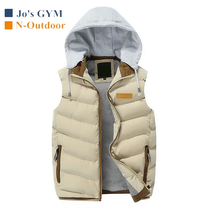 Outdoor Winter Hiking Warm Thicken Hooded Soft Shell Men Vest Jackets Windproof Comfortable Leisure Slim Fit Mousse Cotton Coat | Спорт и